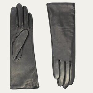Women's NEW Size 6.5, Black Classic Fine Leather Gloves, Made in Italy.